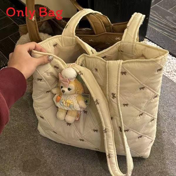 Casual Nylon Tote With Floral Butterfly Embroidery And Magnetic Closure For Work And Leisure