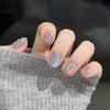 Blue Glass Beads Cat's Eye Pure Hand-worn Armor White Simple Short High-end Nail Patch Fake Nails
