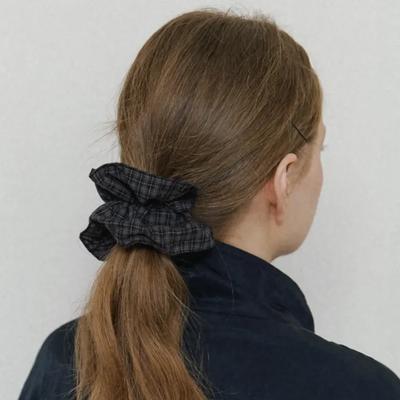 Vintage Check Plaid Scrunch - Grayish Navy