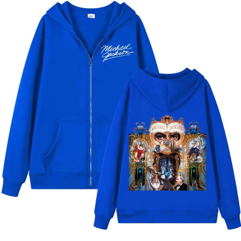 Singer Michael  Album Graphic Zipper Hoodie Men Rock Zip Up Pullovers Harajuku Y2k Style Hooded Sweatshirts