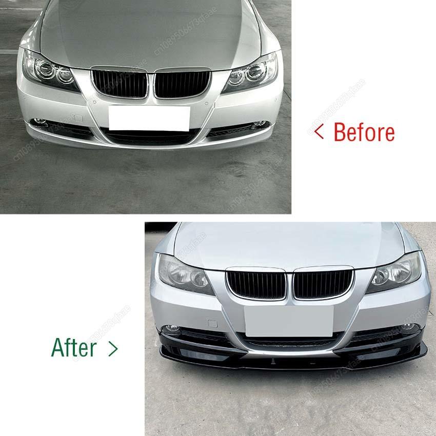 Front Bumper Lip Splitter Diffuser For BMW 3 Series E90 E91 318i 320i 330i 2005-2008 Pre-Facelift ABS Body Kit Tuning Spoiler