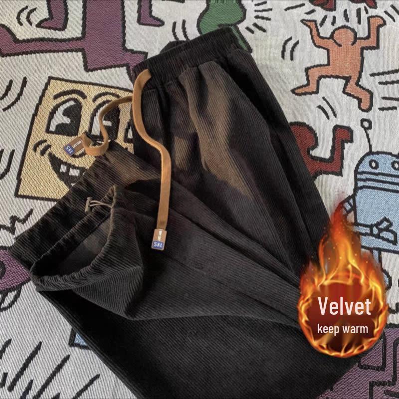 

Мужские зимние вельветовые свободные прямые широкие повседневные спортивные брюки 3XL