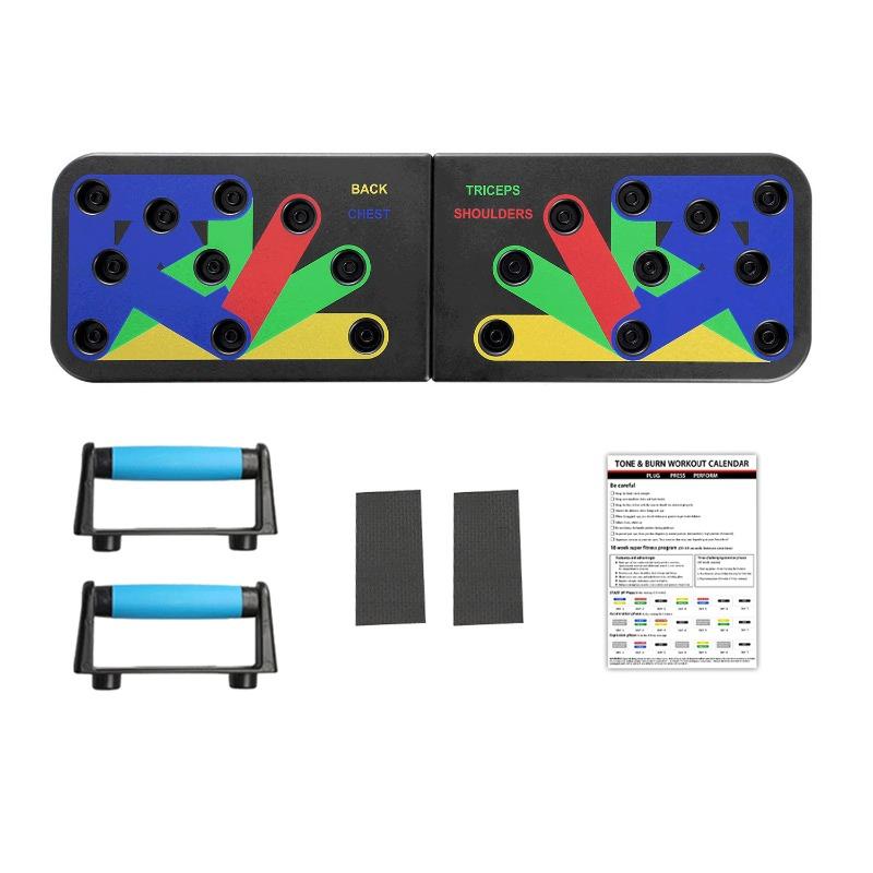 

Доска для отжиманий 9-в-1, Многофункциональное тренировочное оборудование для домашнего спортзала - Силовые тренировки и упражнения для груди, рук, кора для мужчин и женщин