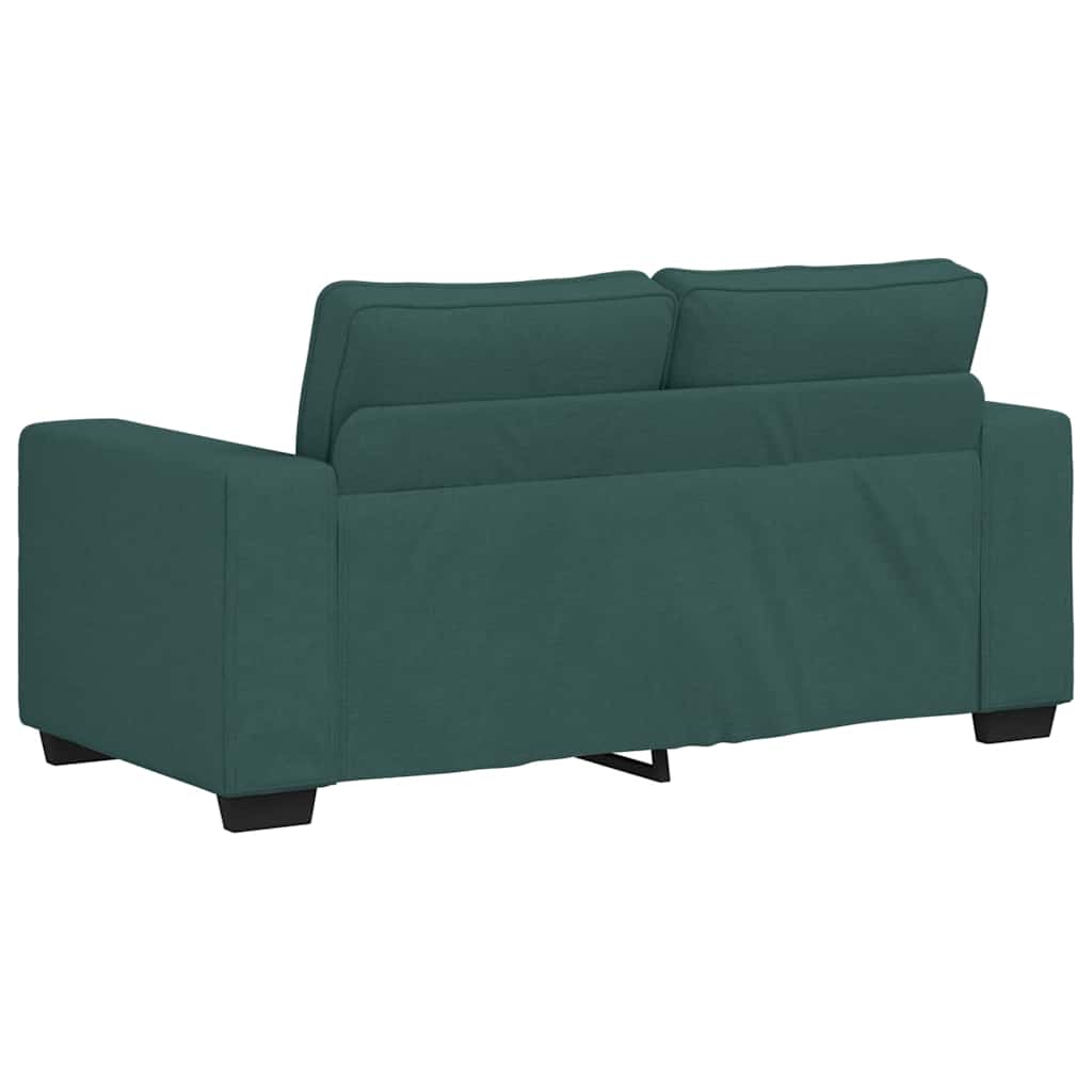 2 Piece Sofa Set with Cushions Dark Green Fabric