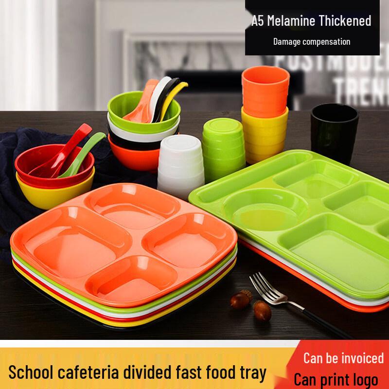 Thickened A5 Melamine Partitioned Dinner Plate