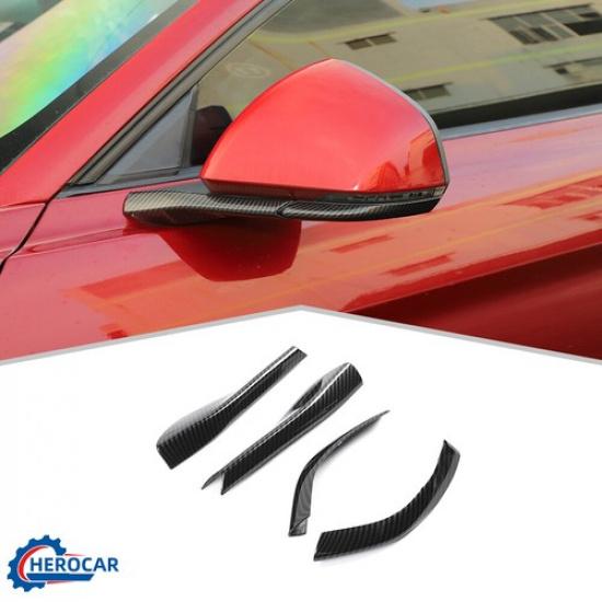 

4x Carbon Fiber Side Rearview Mirror Pedestal Bottom Cover For Ford Mustang 15+