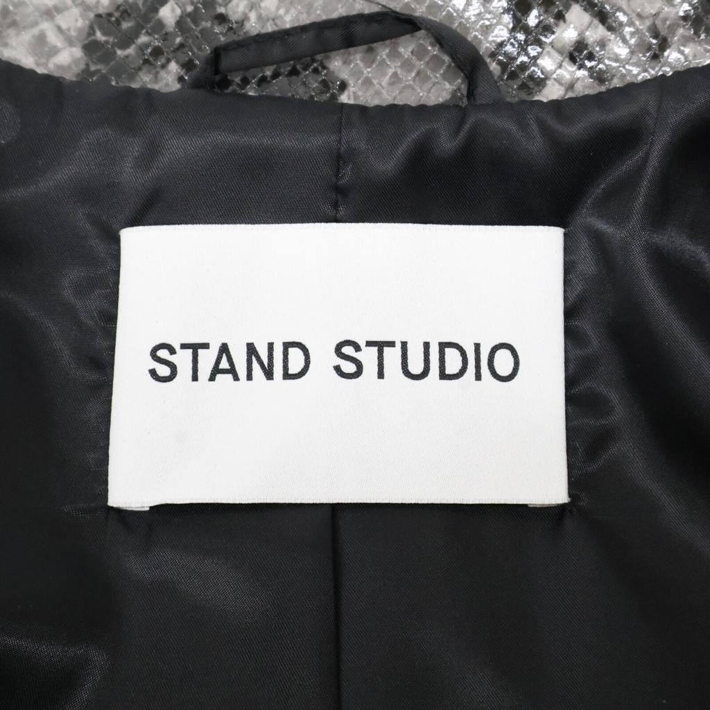 Stand Studio 60853-8674 Black X White Snakeskin Print Soutien Collar Coat Coat 38 blackUsed