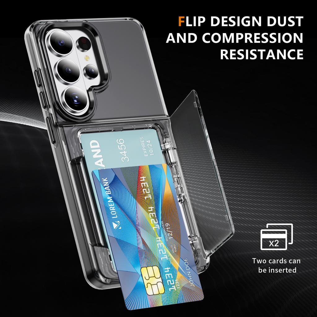 Case for Samsung S26 S25 S24 S23 S22 Ultra Transparent Card Holder Protective Case Full Coverage Plain Shock Proof Anti-Scratch