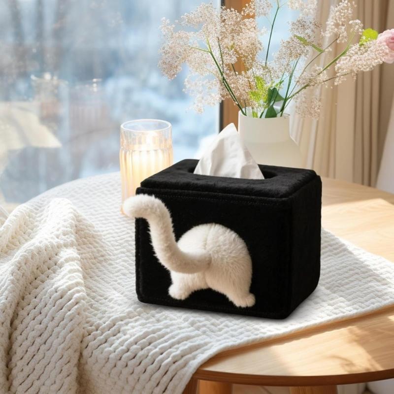 Lovely Cats Designs Fleece Fabric Tissue Box Holder For Home Storage And Small Accessories Organization