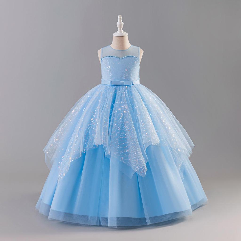 Girls' Princess Floral Tulle Dress for First Birthday, Christmas, or Performance