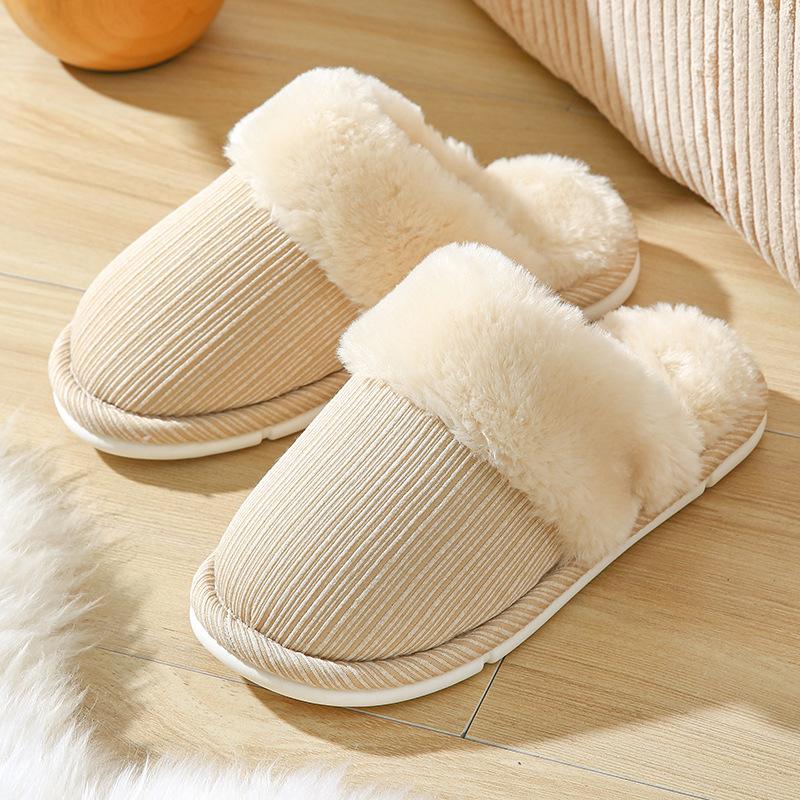 Autumn and winter plush warm plush men's and women's cotton slippers couple floor non-slip home confinement cotton slippers