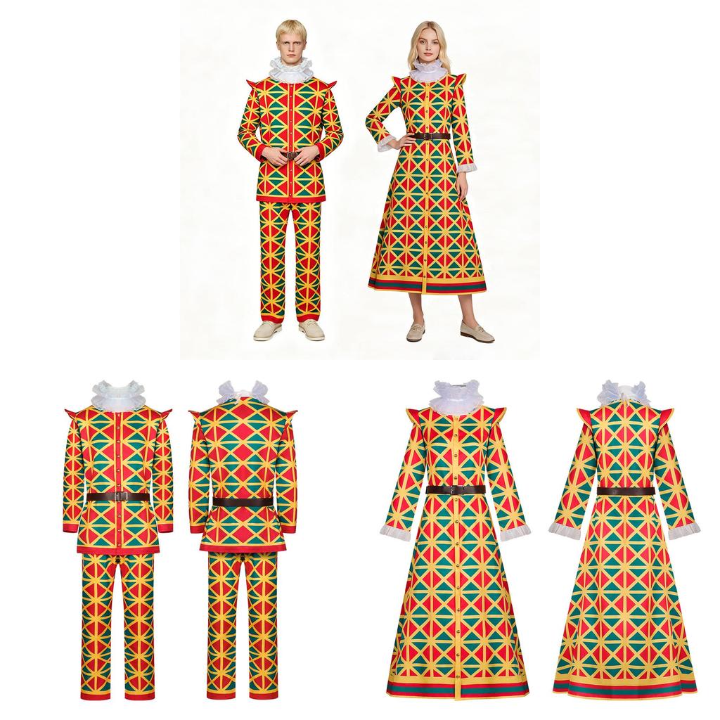 Medieval Clown Cosplay Costume For Circus Performances With Soft Wool Fabric For Adults