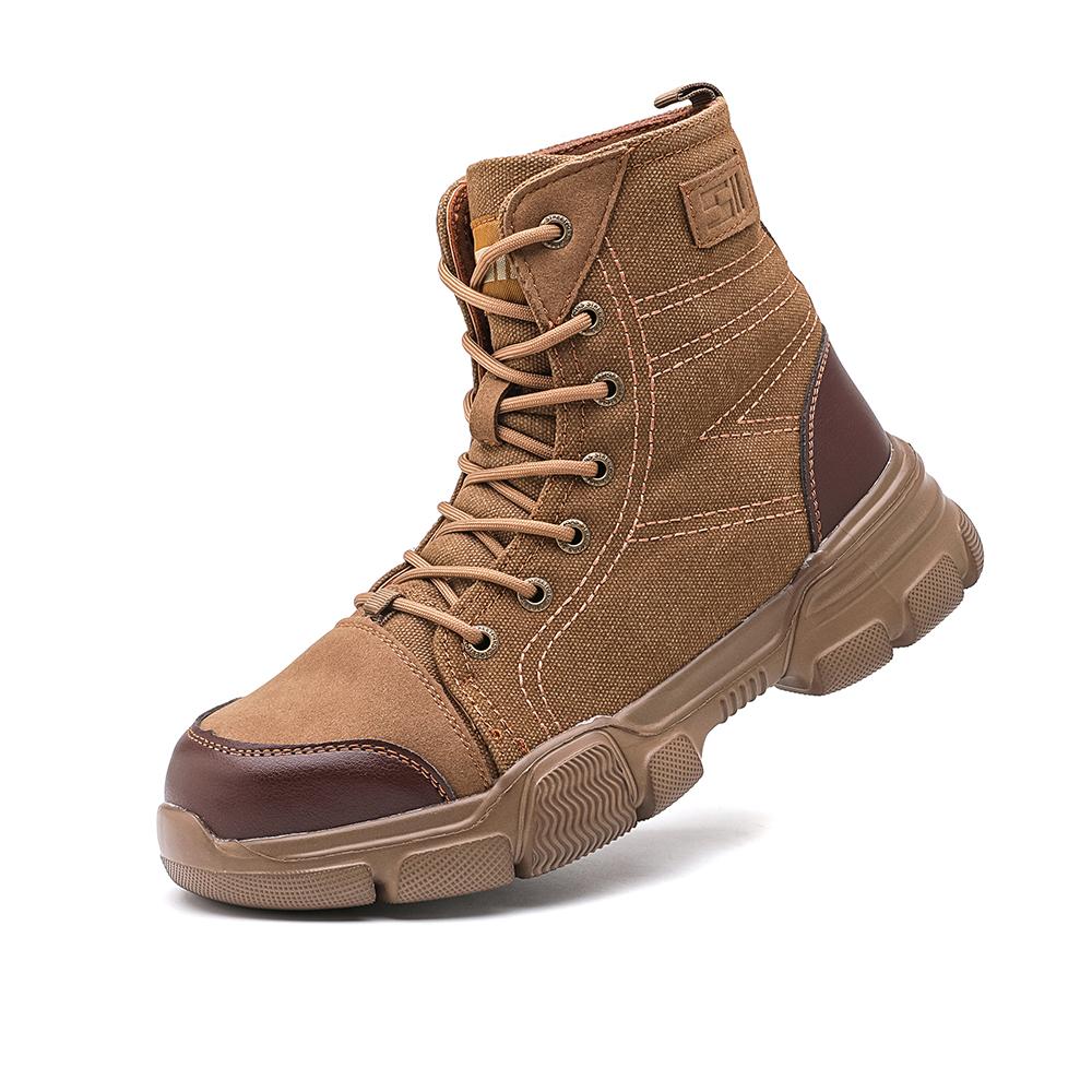Men Steel Toe Work Boots Anti-Smash Anti-Puncture Safety Shoes Non-slip High Top Shoes All-Season Casual Hiking Footwear