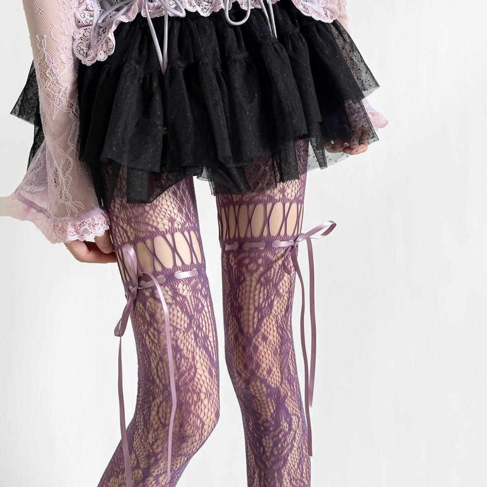 

Lace Flower Bottoms Socks Sexy Women Pantyhose Tights Women Bow Tie Stockings Party Accessories