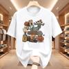 Halloween Tshirt Unisex Unisexs Spooky Season Graphic Tee Pumpkin Ghost Scarecrow Tshirt Cotton Short Sleeve Loose Tees