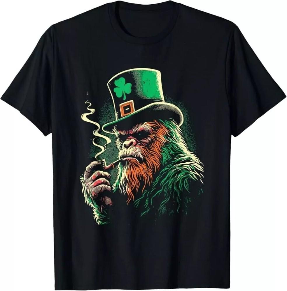 Bigfoot Leprechaun Hat  Funny Sasquatch St Patrick#039;s Day TShirt Unisex Tee Unisex T-Shirt L