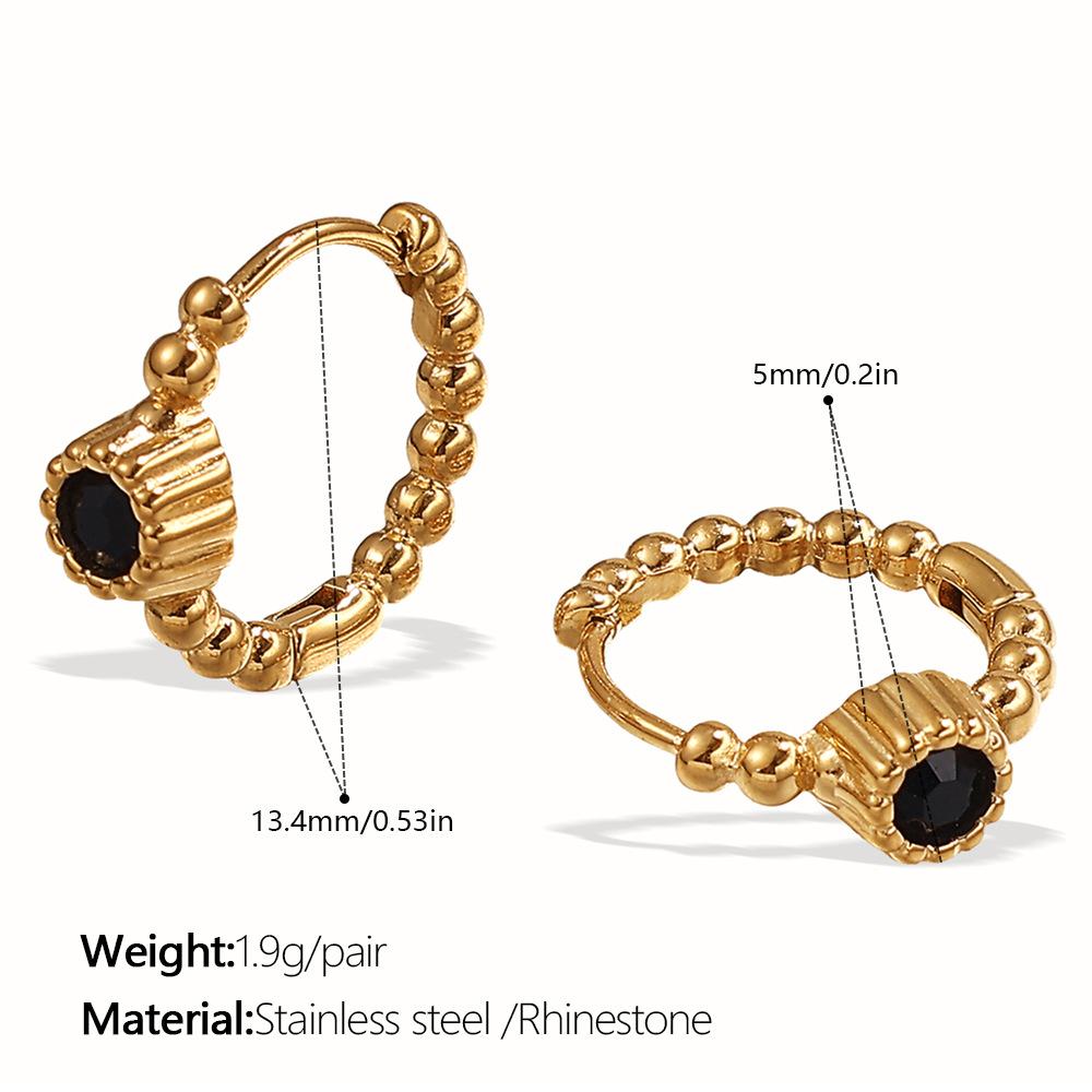Japanese and Korean Popular Jewelry, Stainless Steel Gold-plated Earrings, Ear Buckles, Summer Earrings, Inlaid Rhinestone Earrings.