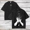 Camiseta Gráfica Quente Gojo Satoru Jujutsu Kaisen Masculina Feminina Algodão Lavado Retrô Verão Nova Manga Curta Solta Casual Algodão Tamanho Grande