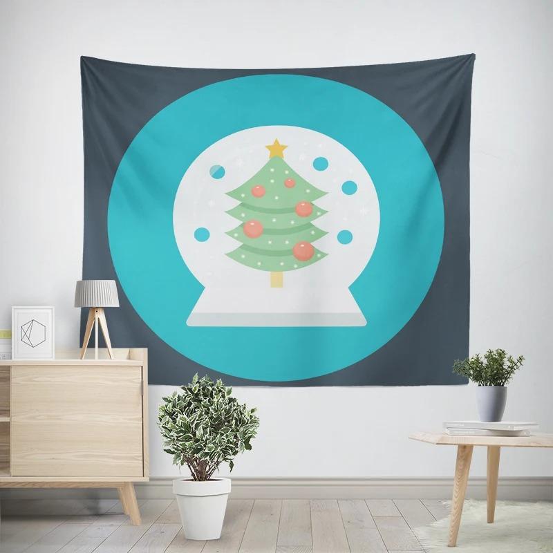 

Рождество Новый год Хрустальный шар Снеговик Рождественская елка Узор Гостиная Спальня Декоративный гобелен 100x75cm