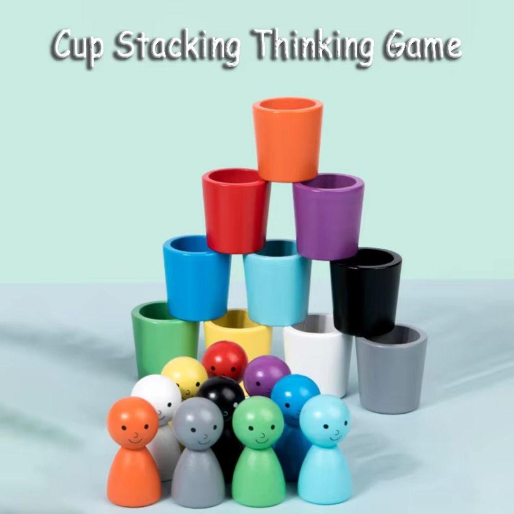 Wooden Color Sorting Games Montessori Count Puzzle Game Toy Children Color Sorting Cup  Family