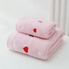 Heart Embroidered Luxury Cotton Towel Set - 480 GSM, Soft & Thick, Ideal for Couples or Valentine's Day, Includes 1 Bath & 1 Hand Towel