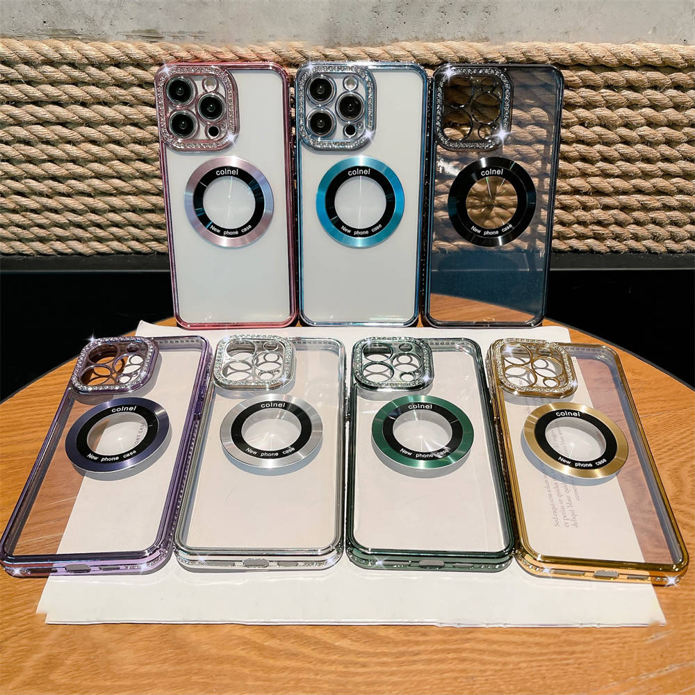 Shining Glitter Diamond Wireless Charging Phone Case For Iphone 14 13 12 11 Pro Max 14 Plus 14pro Shockproof Clear Bumper Cover