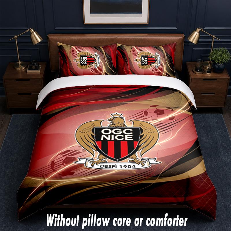 OGC Nice FC Design Bed Bedding Set 1 Duvet Cover + 2 Pillowcases Soft Breathable Household Bed Linens