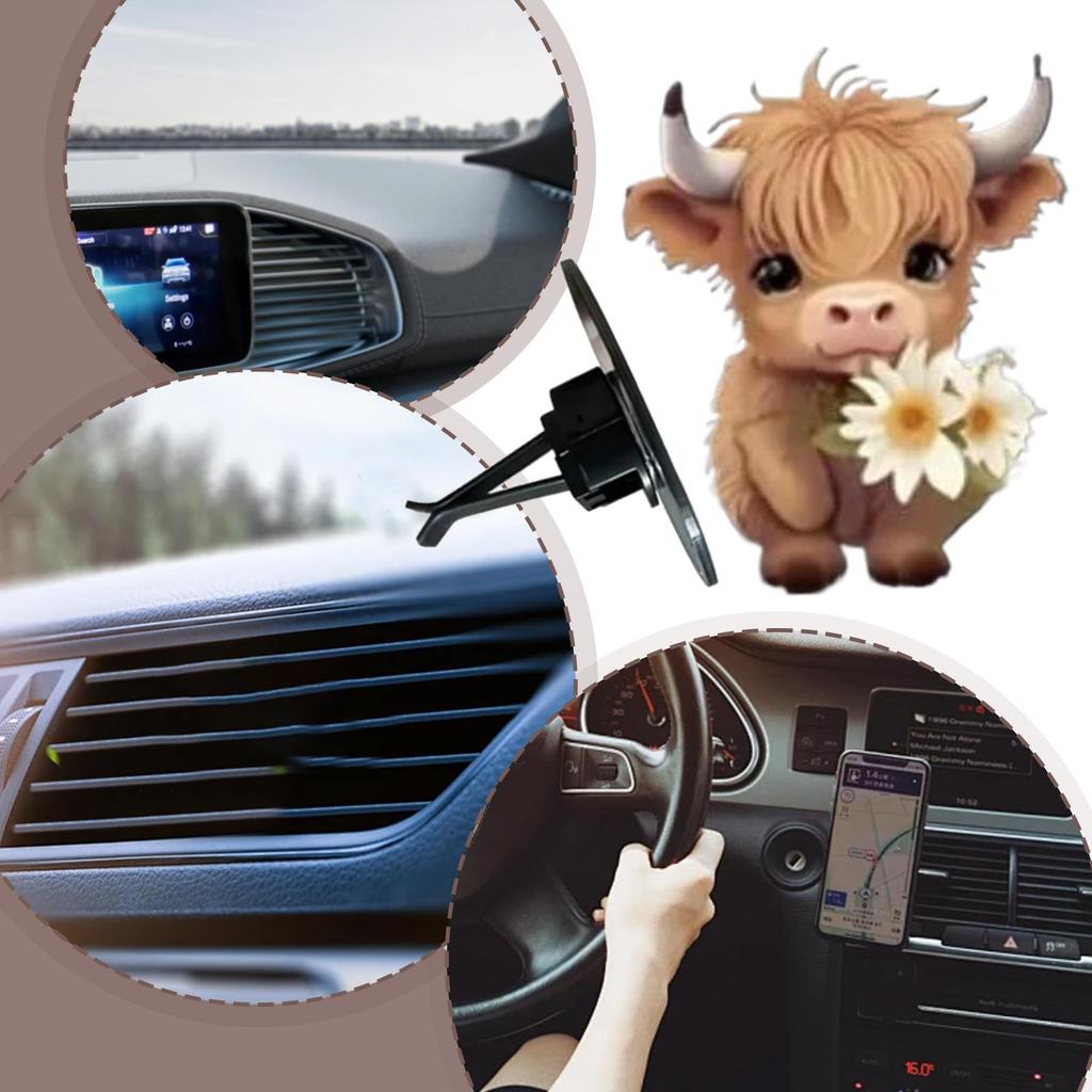 2D Niedlicher Highland-Kuh Auto Lufterfrischer Lüftungsschlitz-Clips, Langanhaltendes Parfüm Aromatherapie Diffusor für SUV Limousine LKW Innenraum