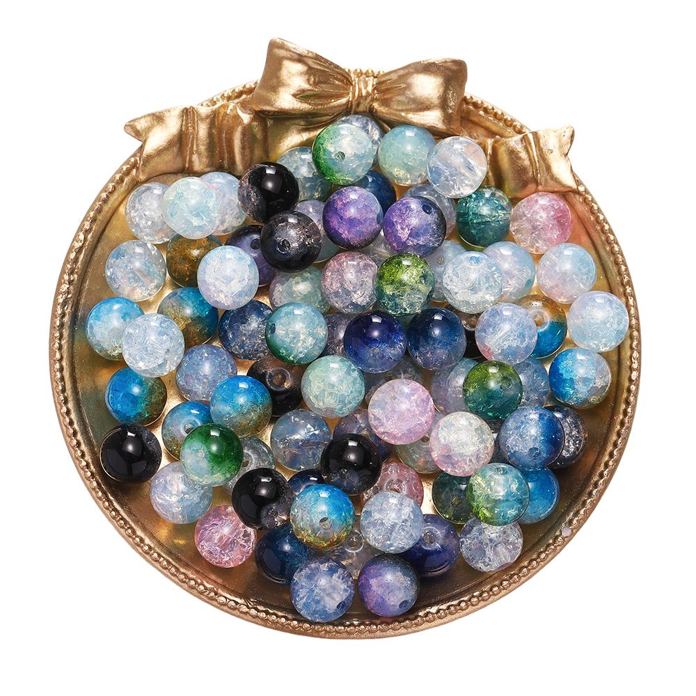 20/50 pièces 10mm Perles de Verre Craquelé Bicolores Espaceur Perle Libre pour Fabrication de Bracelets Colliers Bijoux DIY Accessoires Fournitures