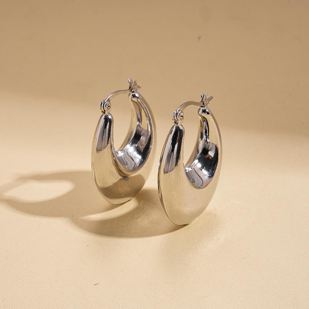 Glossy Oval Ear Buckles ins Simple Earrings Eco-Friendly Earrings
