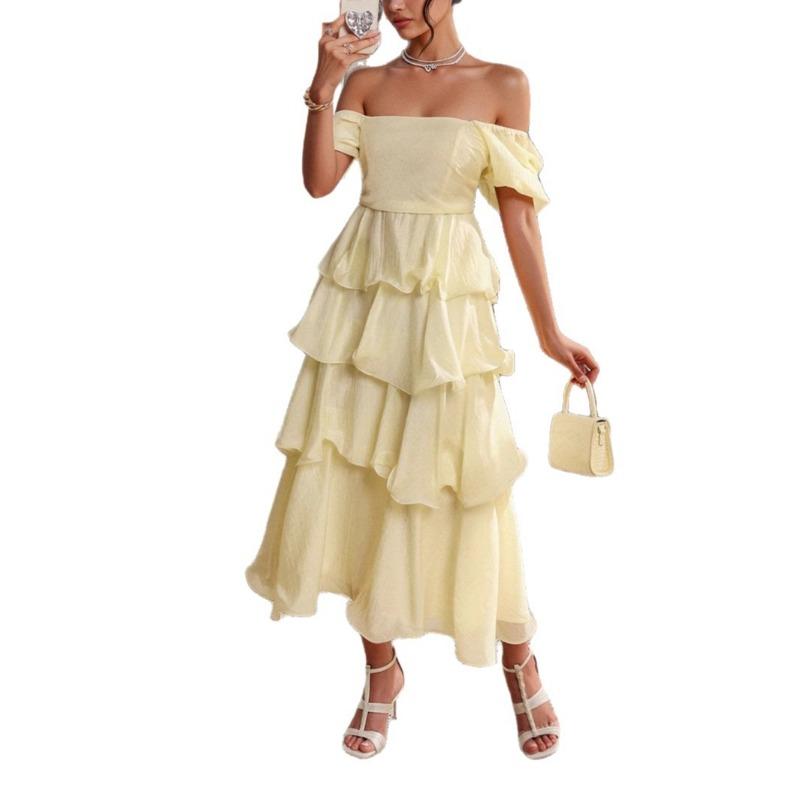Elegant and Refined Style Cake Dress Square Collar Dress for Women's Spring and Summer