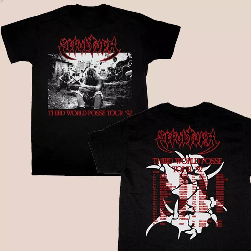 Новая унисекс футболка SEPULTURA THIRD WORLD POSSE TOUR 1992 Двусторонняя унисекс футболка XXXL
