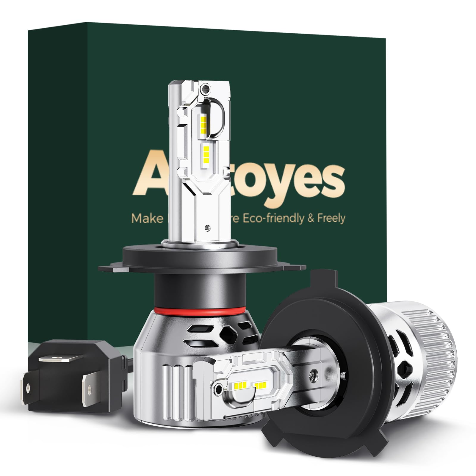 Autoyes H4 LED Headlight, Hi/Lo for Cars, Compatible with New Vehicle Inspection, 6,000K White H4 Hi/Lo