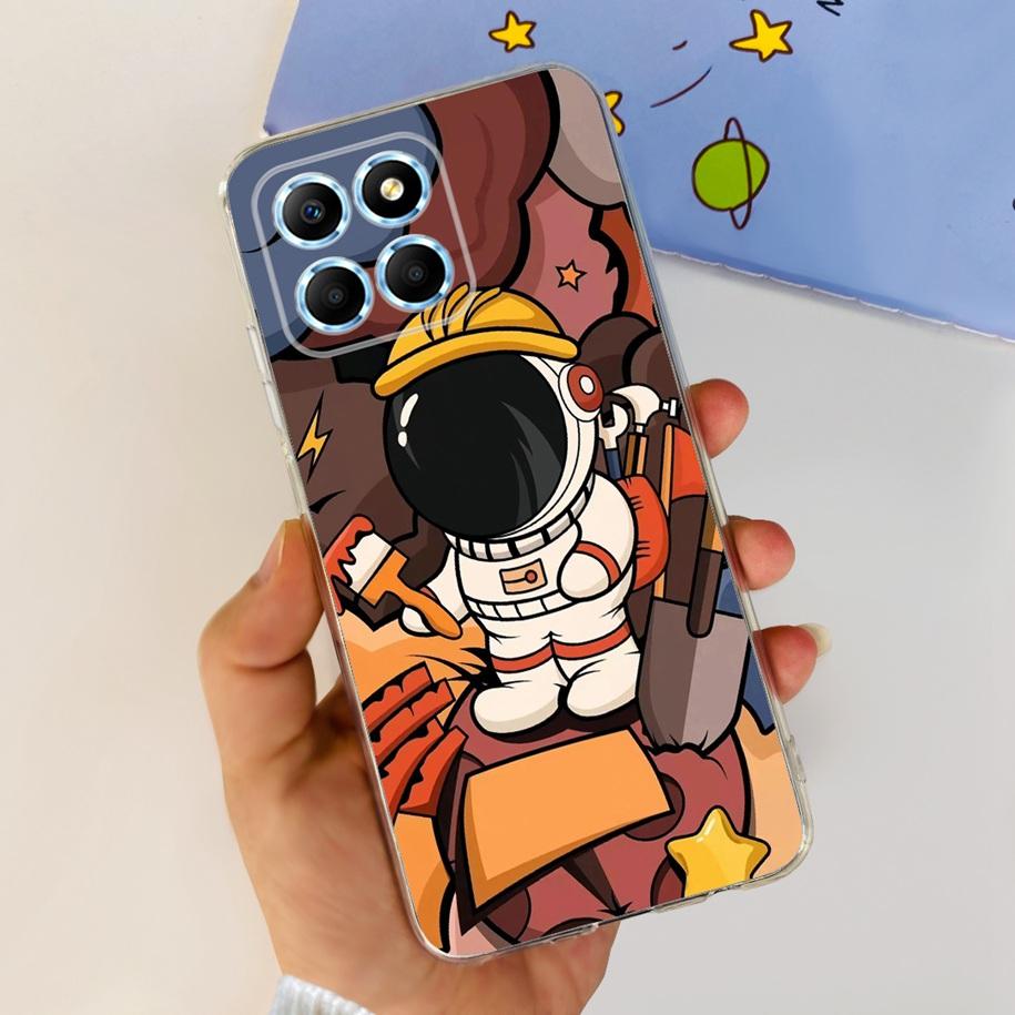 For Honor X6 5G Case VNE-LX1 VNE-LX2 VNE-LX3 Phone Cover Popular Flower Astronaut Soft Funda For Honor X8 TFY-LX1 HonorX8 Bumper