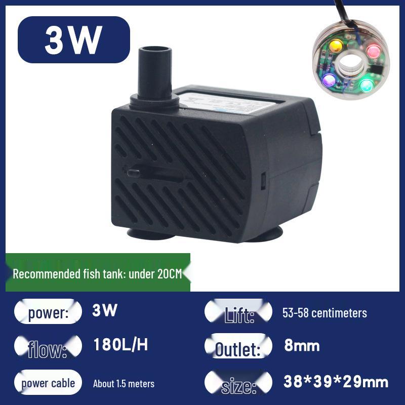 Submersible Water Pump for Fish Tanks, Fountains, Feng Shui Wheels, and Ponds with Light (5W, 6W, 8W)