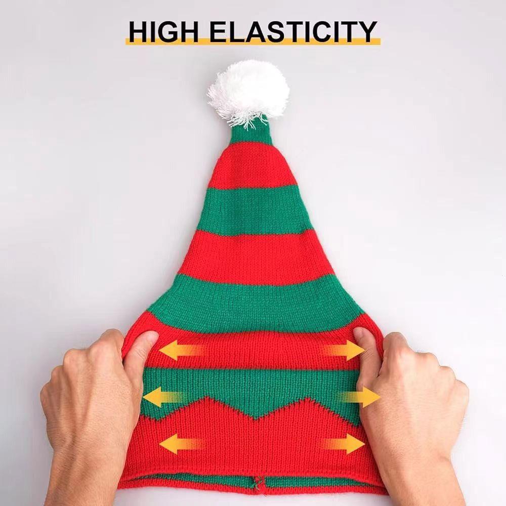 Gift Fur Pom Poms Christmas Hat Winter Thick Santa Claus Cap Plush Holiday Beanies Cap for Adults