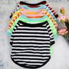 Dogs Striped T-Shirt Pet Round Neck Tee Shirt Short Sleeve Casual Pullover Puppy Apparel for Small Medium Dogs