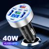 40W 8 Ports Car Charger Car Phone Charger Adapter with Voltage Display Fast Charging Charger Car Power Charger for Phone Tablet