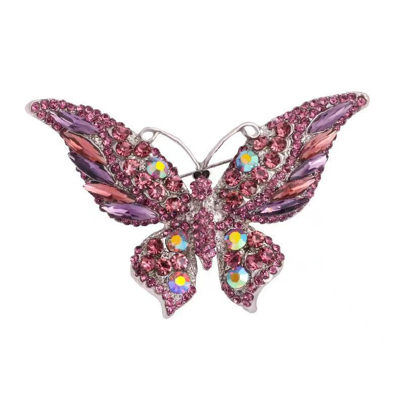 Vintage Butterfly Brooch: High-Grade Silk Scarf Buckle with Rhinestone Pin & Retro Animal Design
