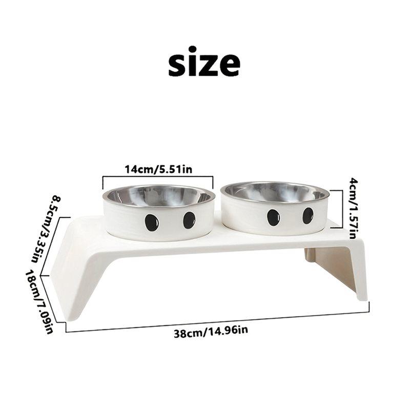 M-Modern-Elevated Pet Dog Feeder Bowls Raised Stand Double Stainless Steel Food Water Bowls