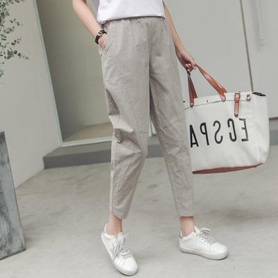Pantaloni de damă Pantaloni de nouă minute Secțiune subțire de vară Drepți Largi Largi Subțiri Versatili Picior mic Casual Pantaloni Ridiche Harlan