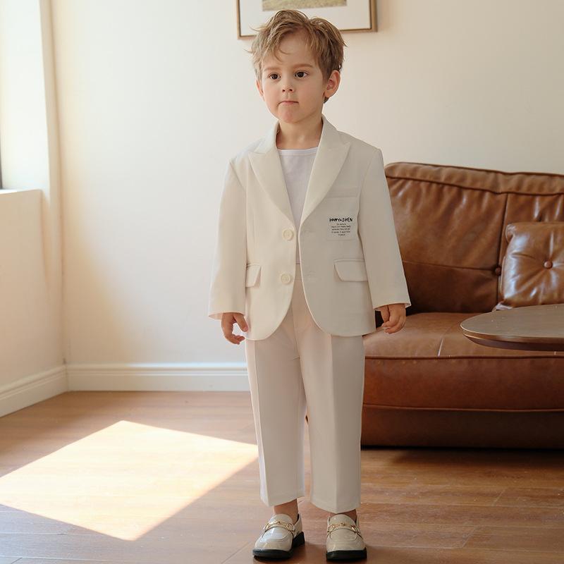 Conjunto de Traje Casual para Niños Primavera y Otoño Estilo Coreano Chaqueta Blazer Infantil para Niños Pequeños Atractivo Atuendo para Padrino de Boda o Presentación