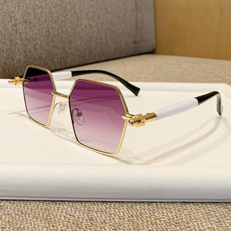 New fashionable polygonal metal sunglasses men's and women's personalized driving sunglasses