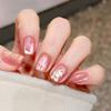 10pcs/Box Rich Short Square Head False Nails Manicure Diy Press On Nails with Gel Stickers Nail Art Reusable Fake Nails