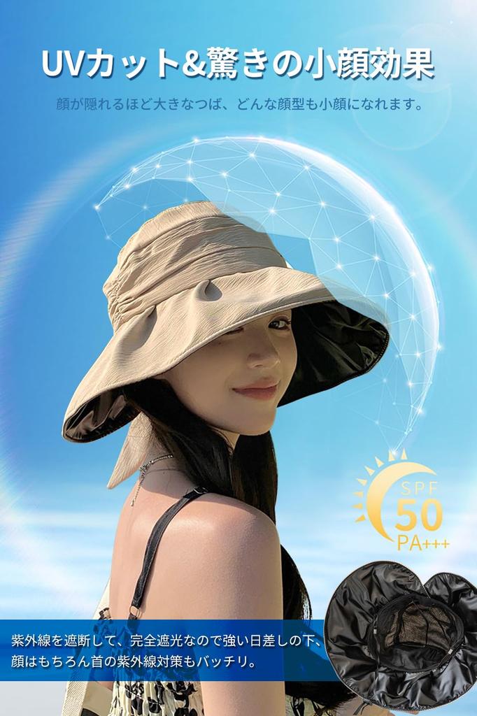 UV Protection Hat for Women Sun Protection Hat with Wide Slimming Adjustable Size Light Heat UV Wire Chin Suitable for Plus [Gokamoi] - Brim, Effect,