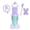 Mermaid Ariel Costume Girls Short Sleeve Fish Tail Shape Cosplay Princess Dress Halloween Carnival Birthday Party Dresses