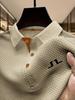 Men's Geometric Pattern Outdoor Golf Casual Polo Shirt with Short Sleeves, Color Block - Men's Business Casual Polo Shirts for Spring and Summer