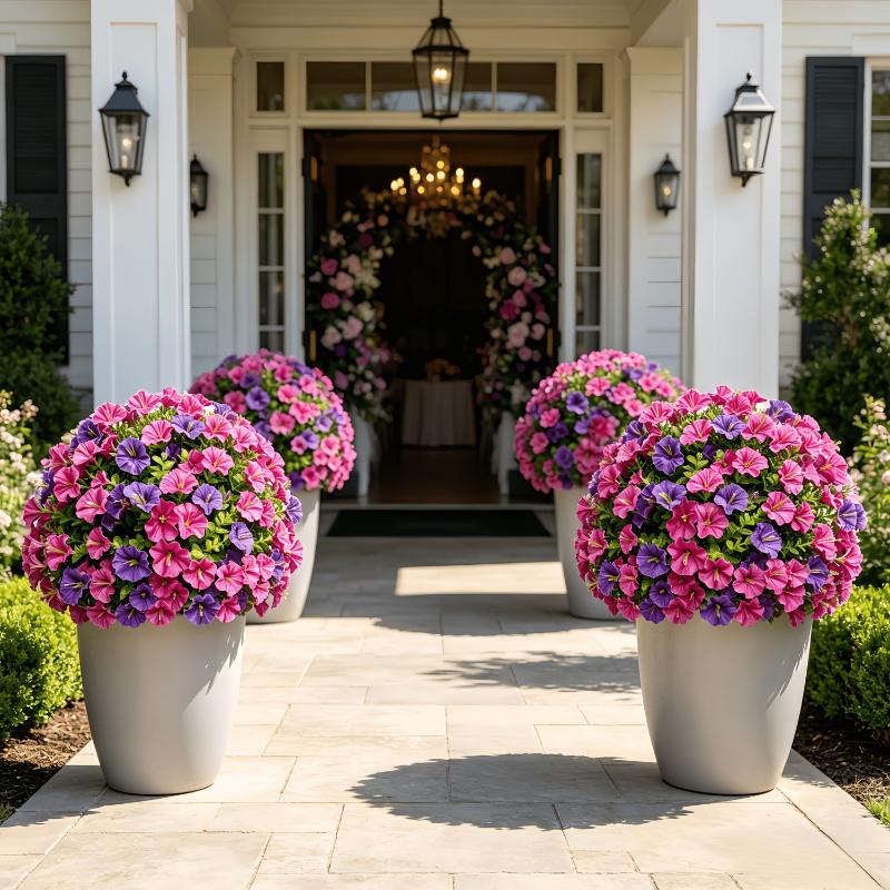 Garden Camp Decor Artificial Morning Glory Flowers with Ground Stake for Outdoor Yard