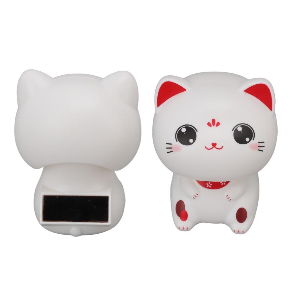 Plastic Lucky Cat Figurine White Traditional Fortune Cat Decorative Cat Statue  Car Interior