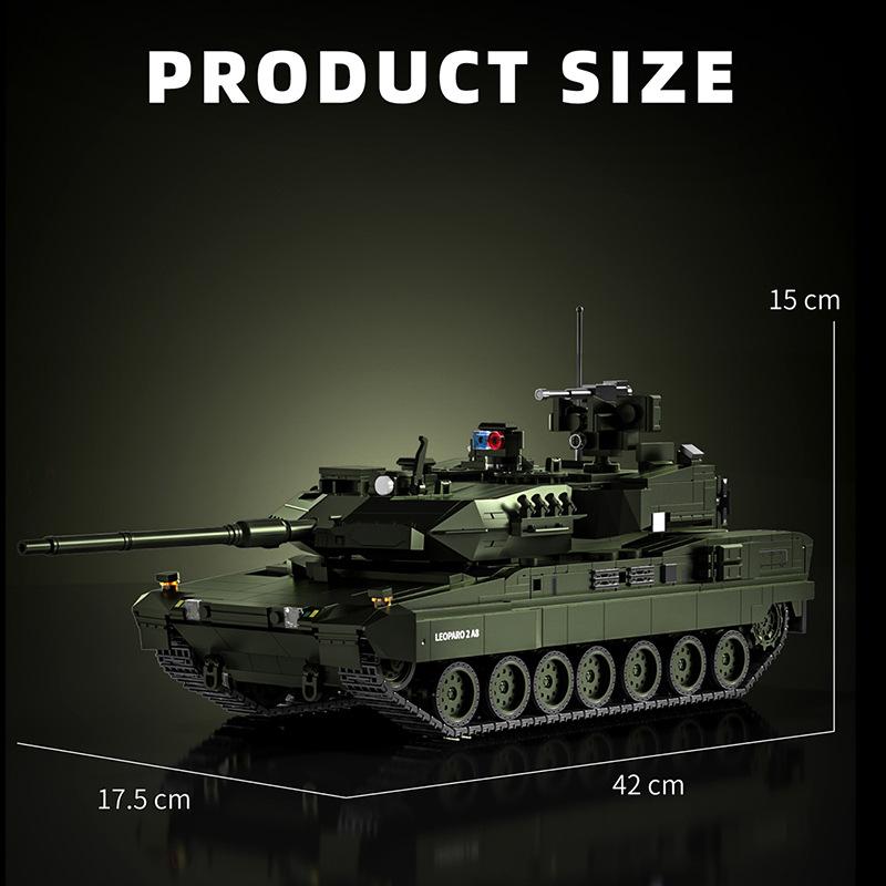 2306Pcs Modern Military Building Blocks Moc German Leopard 2A8 Main Battle Tank Model Boys' Educational High-Difficulty Toy